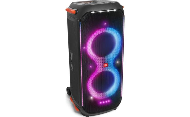 JBL PartyBox 710 Speaker with 800W RMS Powerful Sound, Built in Lights, Splashproof Design, 2 x 8" Woofers and 2 x 2.75" Tweeters, Tuned Bass Reflex Port, IPX4 - Black